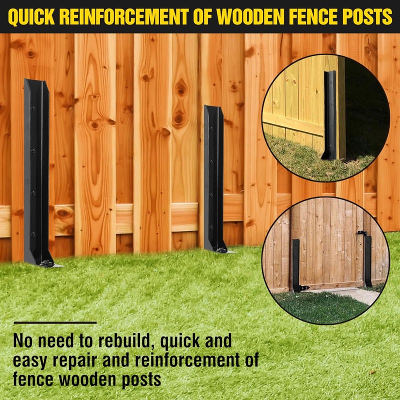 LADECH Heavy Duty Steel Fence Post Repair Stakes with Ground Anchor Screw in, Fix Anchors Ground Spike for Fence Posts, Repair Tilted/Broken Wood Posts (Black - 1 Pc) - Image 4